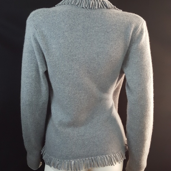 Magaschoni Cashmere Fringe Wrap Sweater - Picture 6 of 8